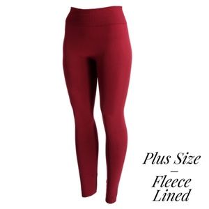 Burgundy Plus Size Fleece Lined Leggings